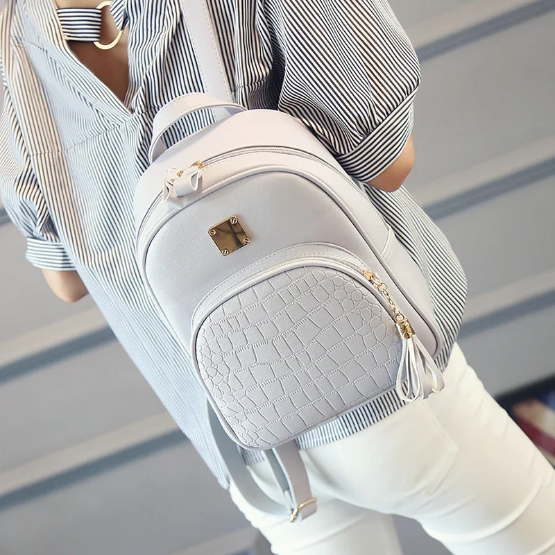 

Leather 2022 For Tassel Style Travel Small Solid Female School Pack Girls Teenager Preppy Backpack Women Backpack Schoolbag
