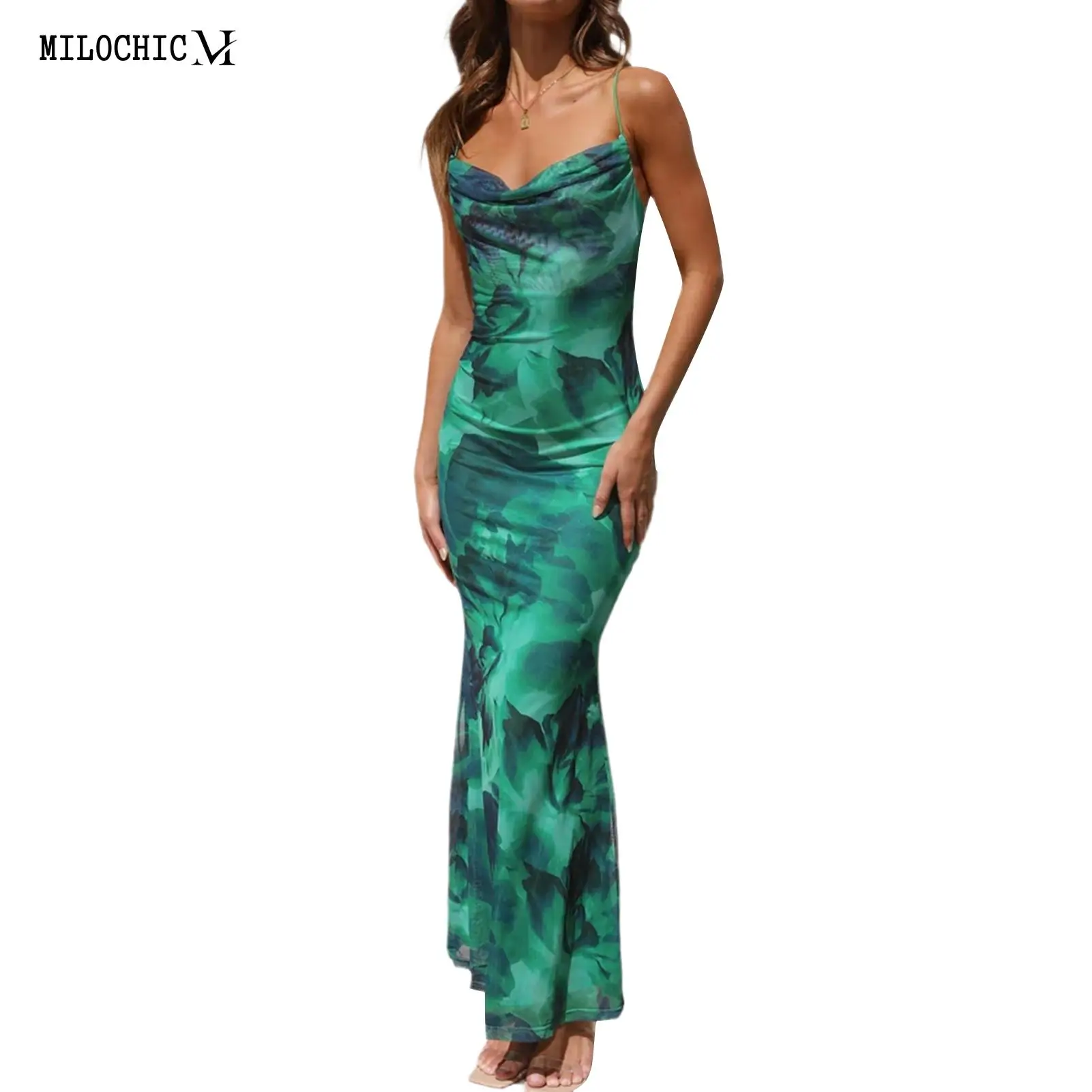 

Женское платье с цветочным принтом и открытой спиной, сексуальное летнее платье-туника, платье-туника с v-образным вырезом, платье-комбинация без рукавов с низким вырезом, элегантный летний наряд