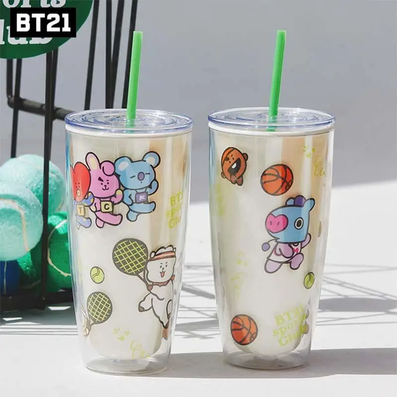 

Оригинальная Bt21 Sippy чашка Tata Cooky Милая Спортивная Клубная серия 750 мл чашка для холодных напитков студенческий офис кофе молочный чайник соломенная чашка подарок