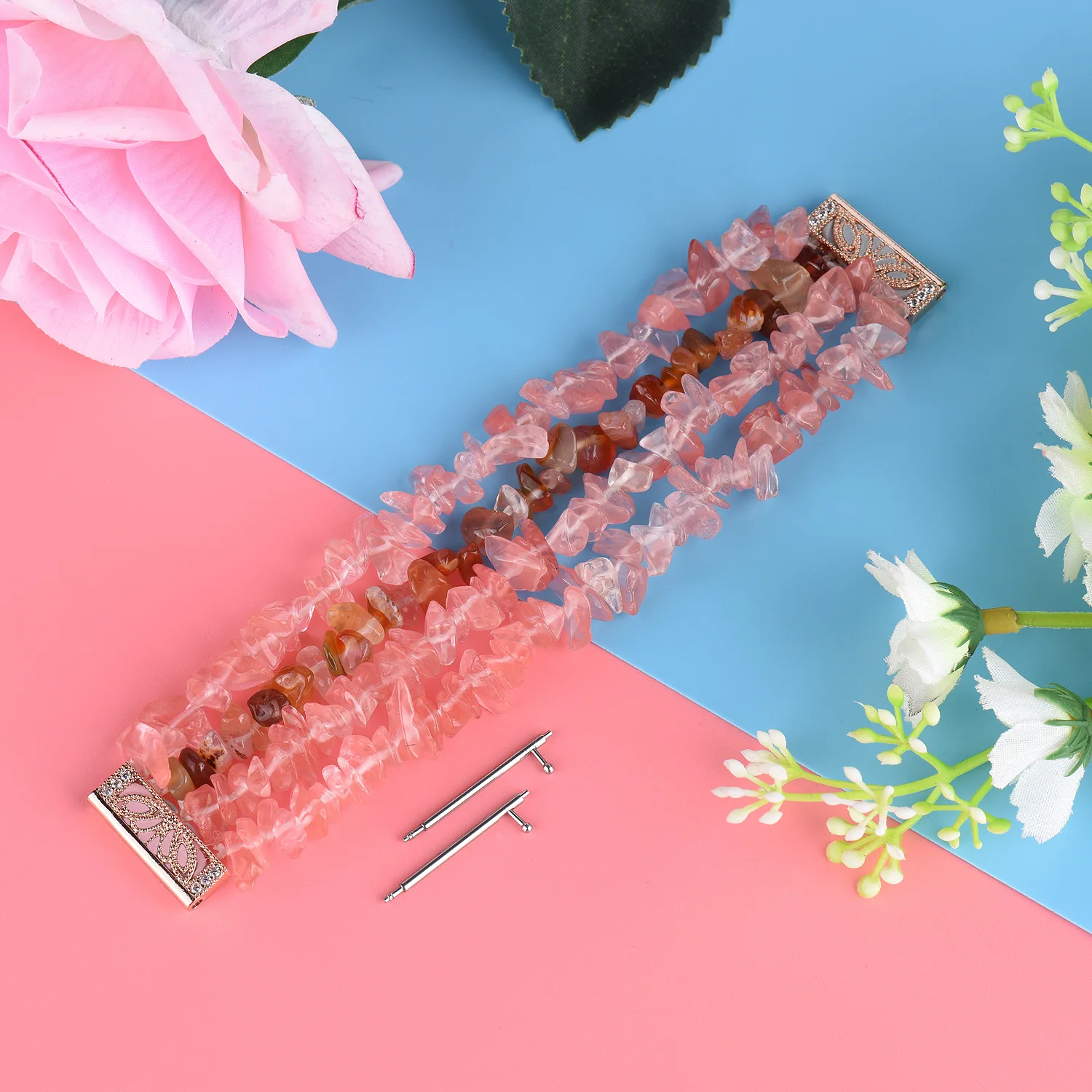 Fashion jewelry strap for Fitbit versa2  women Irregular rough stone bracelet chain for versa lady Contrasting color Agate wrist