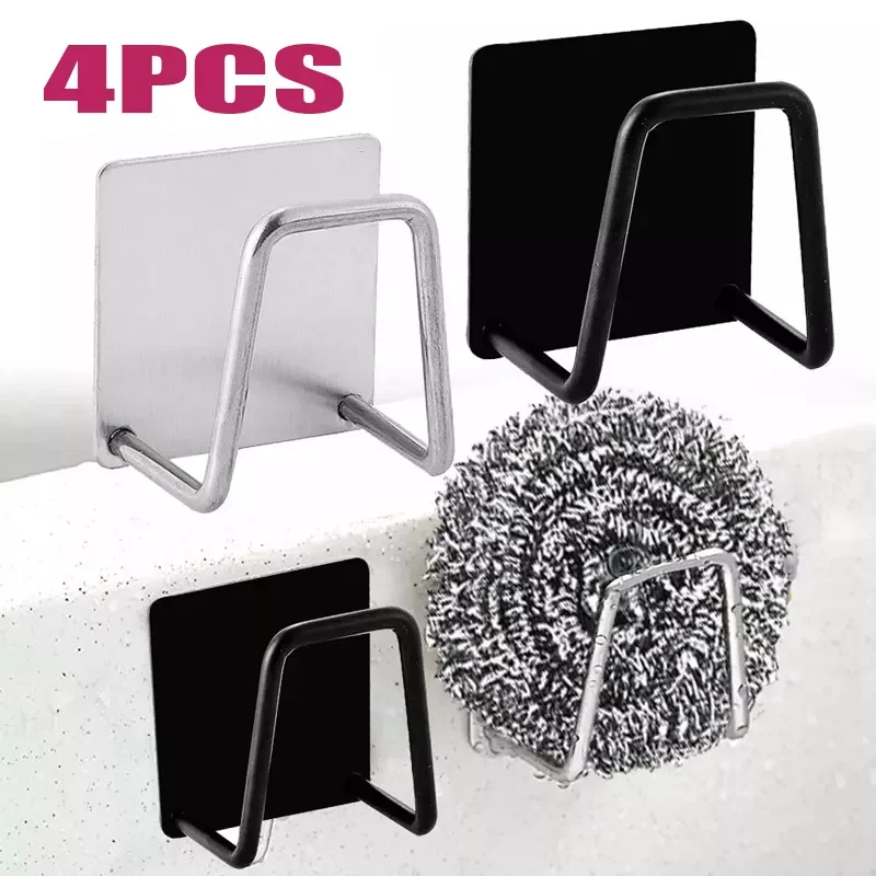 

2022New Kitchen Stainless Steel Sponges Racks Self Adhesive Sink Sponges Drain Drying Rack Kitchen Sink Accessories Storage Hold