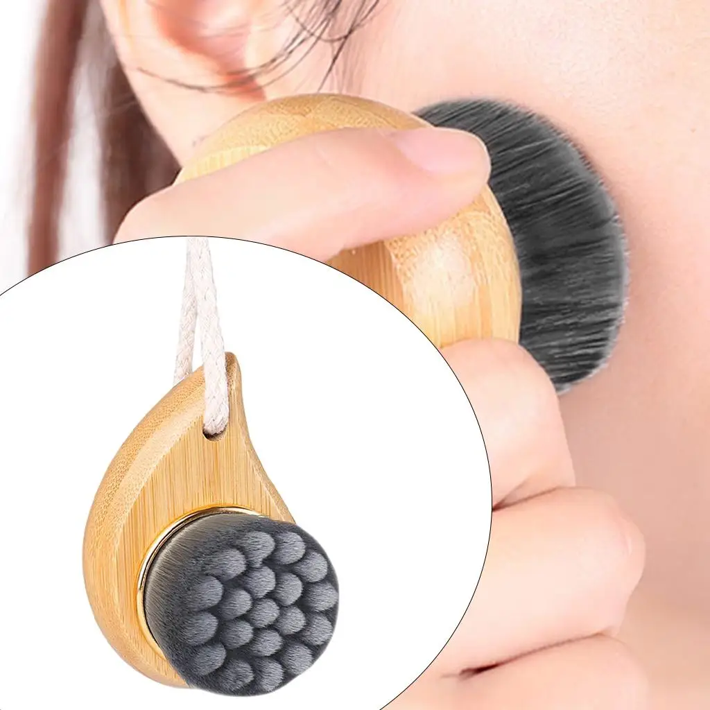 

Facial Cleansing Brush Natural Deep Cleansing Lanyard Design Tool Manual Brush for Portable Exfoliating Massaging Women