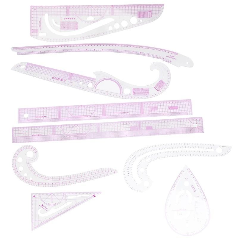

9Pcs Sewing French Curve Ruler Measure Dressmaking Tailor Drawing Template Craft Tool Set