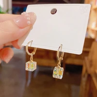 korean new cubic square ab crystal earrings for women temperament simple small drop earring wholesale