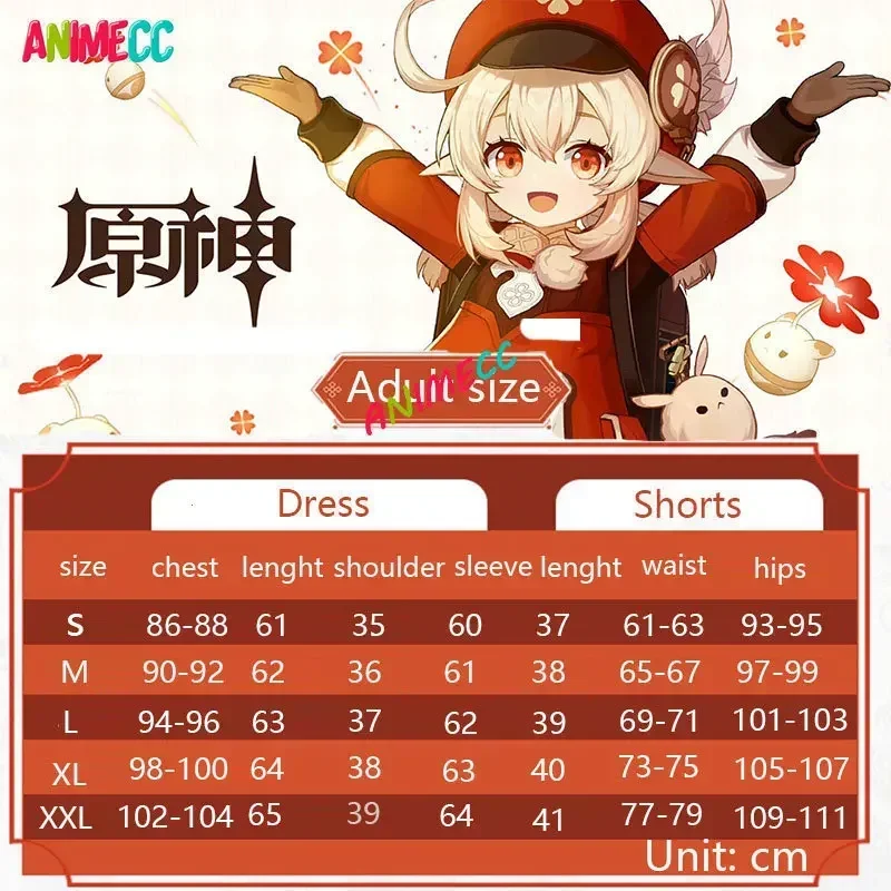 Костюм для косплея ANIMECC Klee Genshin ударопрочный костюм парик платье рюкзак аниме