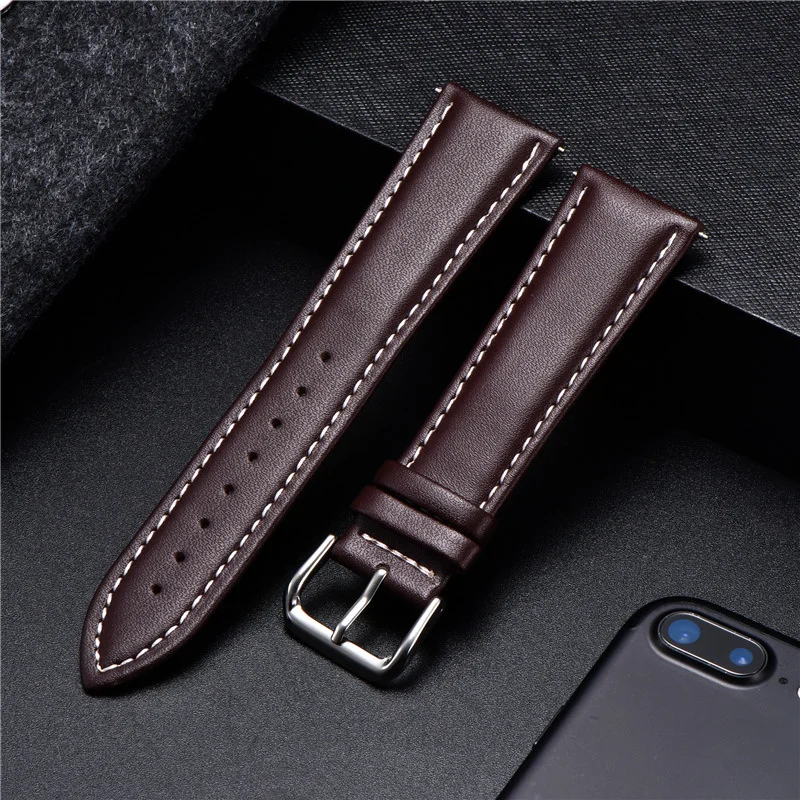

Business Soft Watchband Genuine Leather Strap Calfskin Men Women Watch Band Watch Accessories Bracelet 16mm 18mm 20mm 22mm 24mm