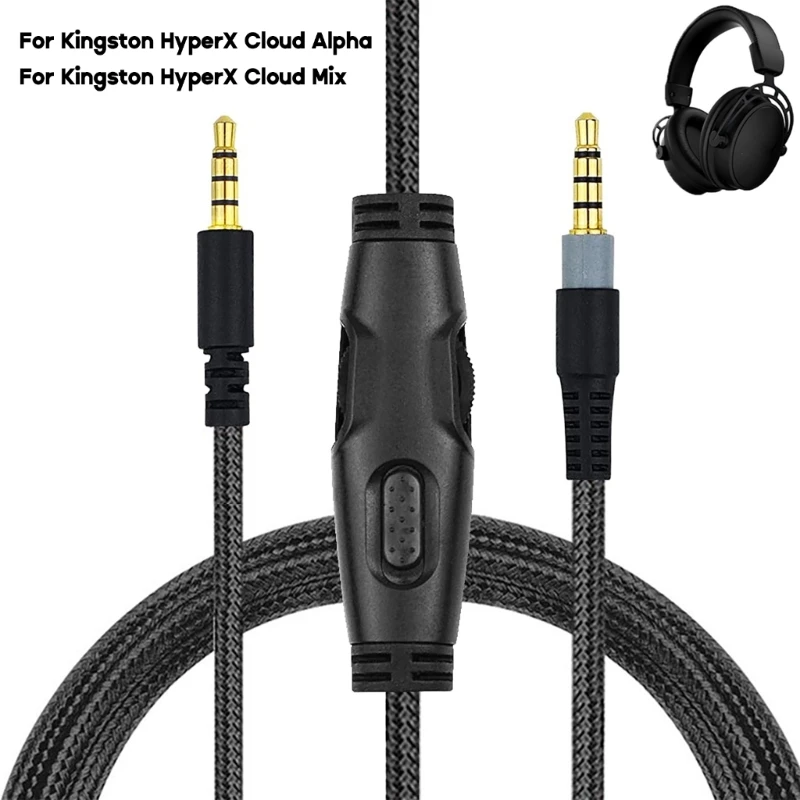 

Braided Cable Extension Cable for HYPERX Cloud Headset Cable with Mute Volume Control Portable Aux-Cable Wire 24BB