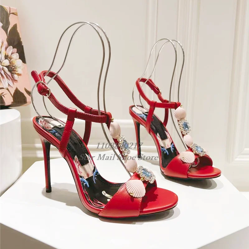 Летние пикантные кожаные женские сандалии с Т-образным ремешком