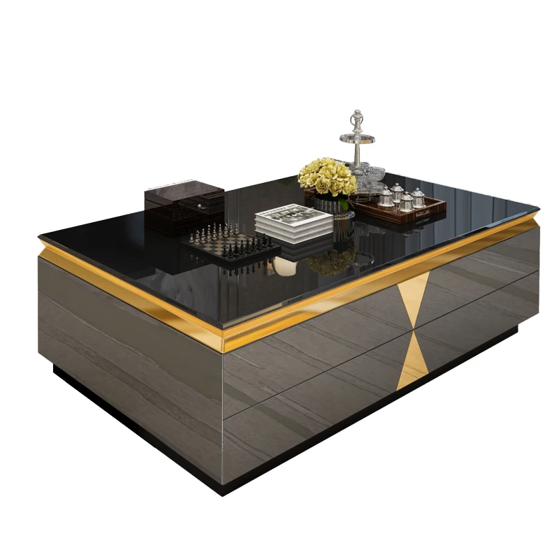 

Modern Coffee Table Tv Cabinet Combination Luxury Living Room Tempered Glass Coffee Table Floor Cabinet Set