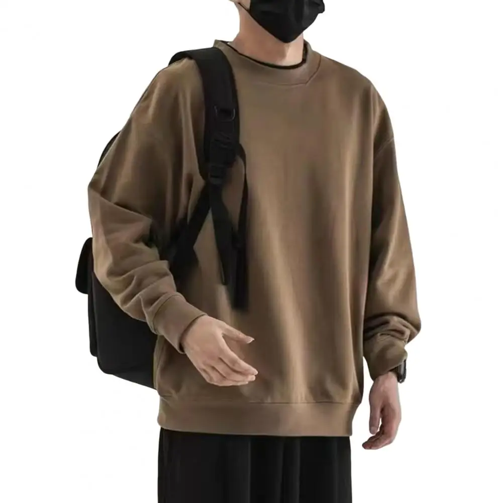 

Stylish Relaxed Fit Ribbed Cuff Pullover Sweatshirt Men Sweatshirt Temperament Dressing
