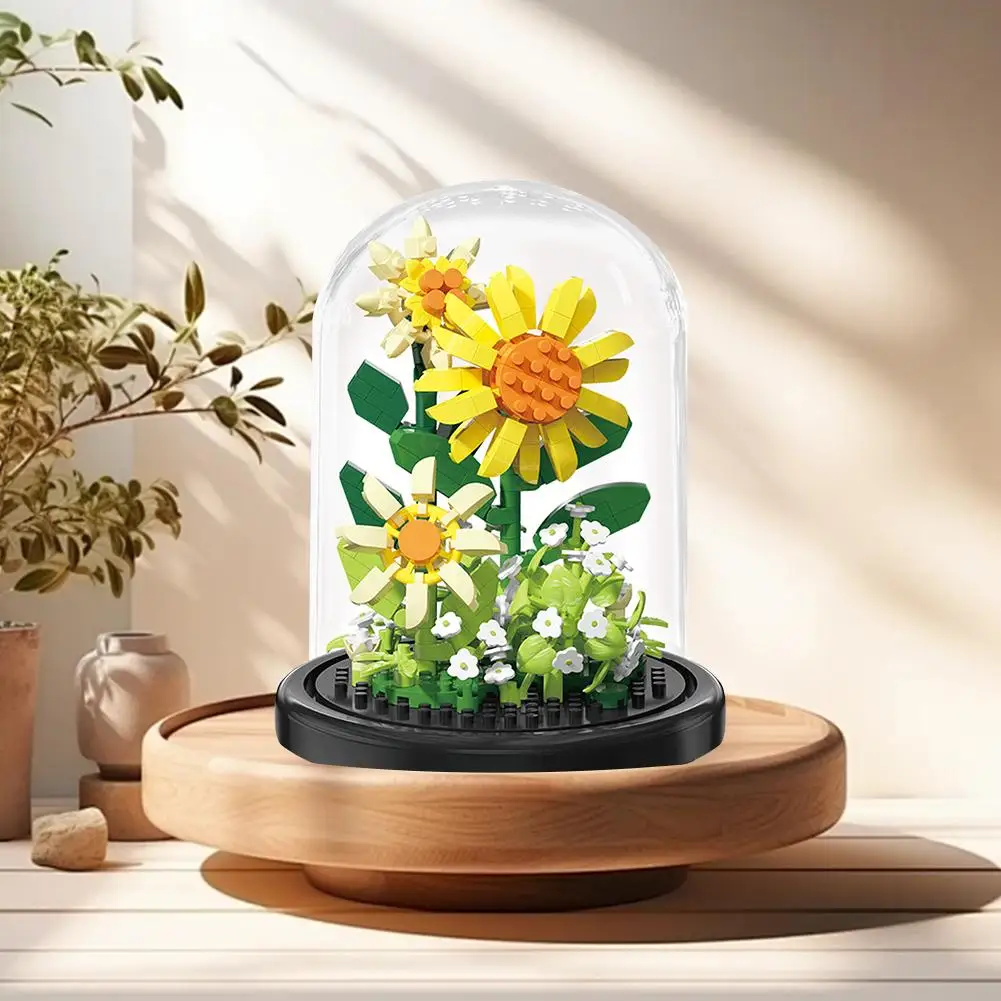 Вечные цветы строительные блоки подсолнухи розы гвоздики гибискус горшечные