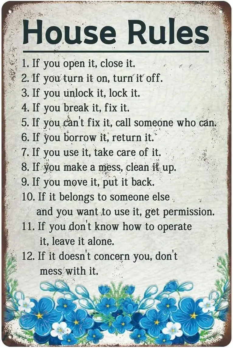 Правила дома Sgn комнаты Metl Frmhouse Lvng Комната Домашний декор Wll 812n nsprnl Fmly Цитата Tn Sgns