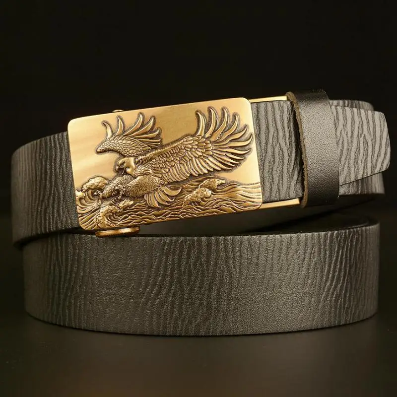 

Ремень мужской из натуральной воловьей кожи с автоматической пряжкой