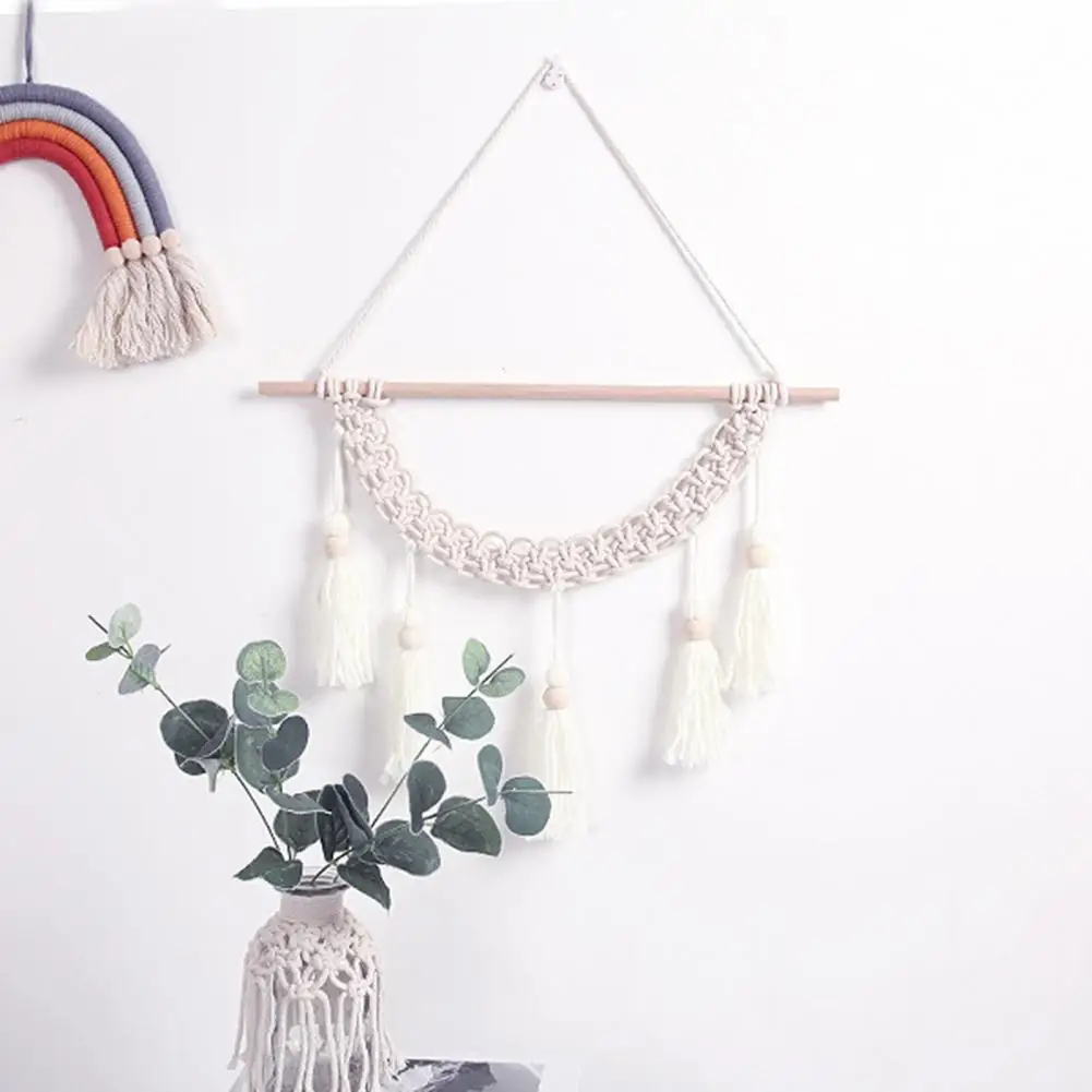 

Beautiful Tassel Pendant Easy to Install Washable Wall Ornament Tapestry Wall Art Decoration for Bedroom Woven Tapestry