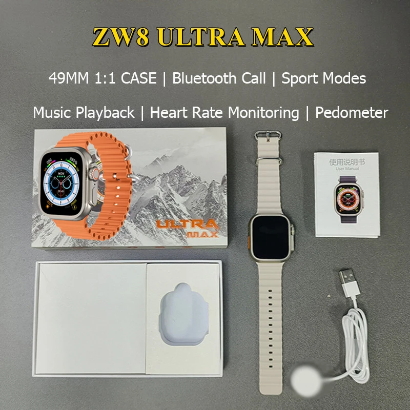 

2023 Smart Watch 49mm ZW8 ULTRA MAX Series 8 Sleep Monitor Smartwatch Men Women Bluetooth Call Blood Pressure 2.05Inch HD Screen
