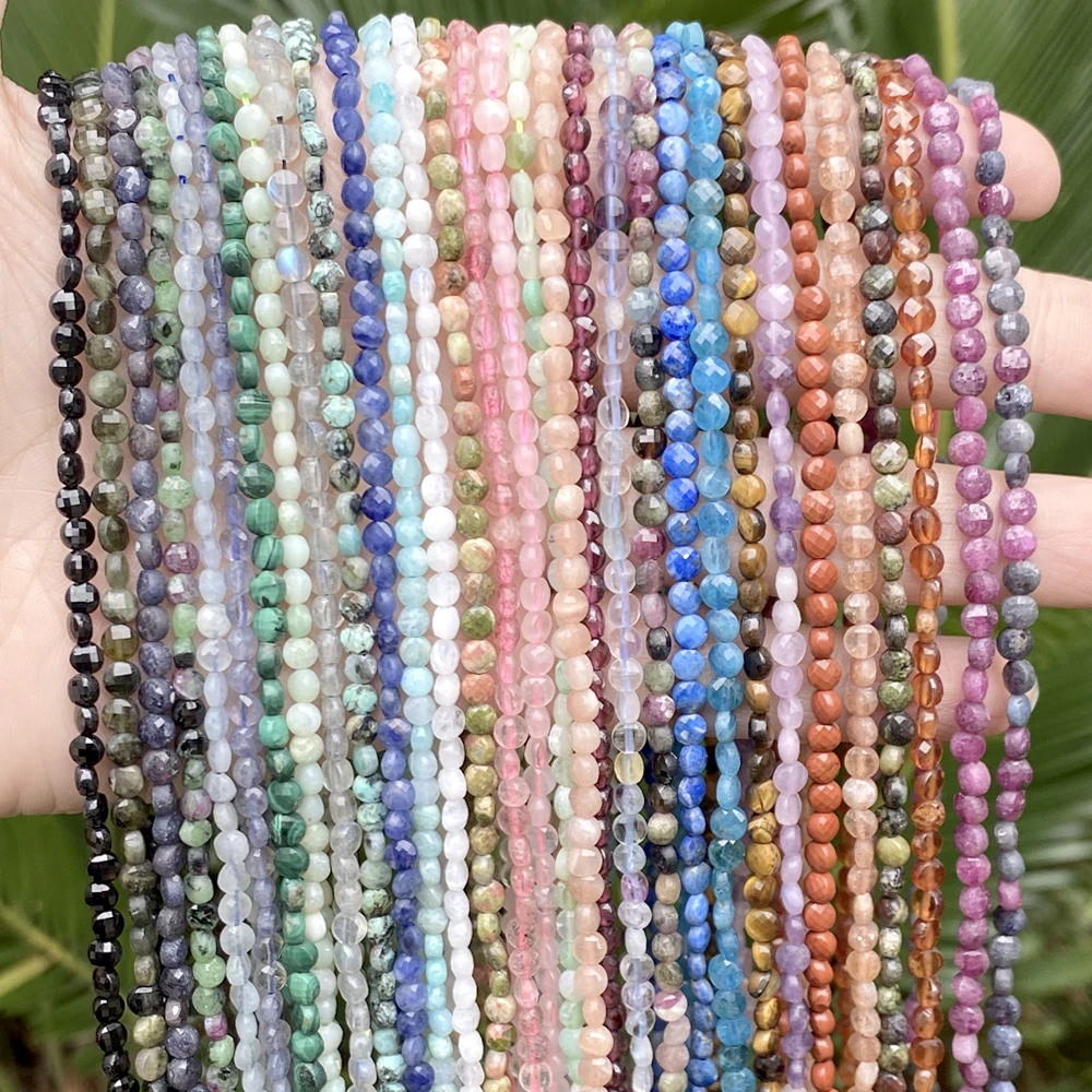 4 мм натуральный граненый плоский круглый Аквамариновый лунный камень Агаты