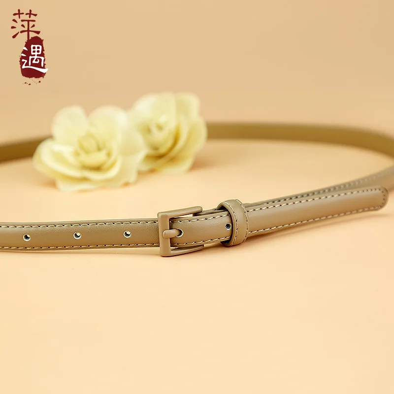 Women Genuine Leather Thin Belt Ins Sle Versitile Fashion Decoration with Full Body Dress Suit Waist Hugging
