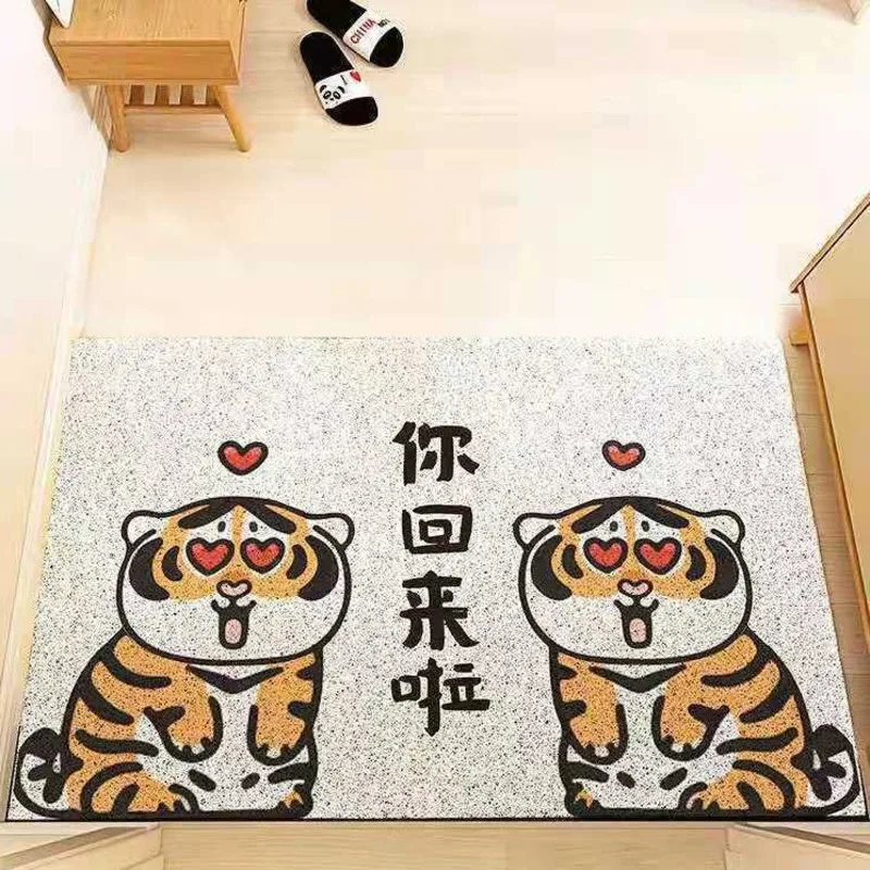 

Bathroom Rug Carpet Entrance Doormat Hallway Bath Non-slip Rug Dust Removal Carpet Wire Loop Footpad Doormat Cartoon Tiger Pad