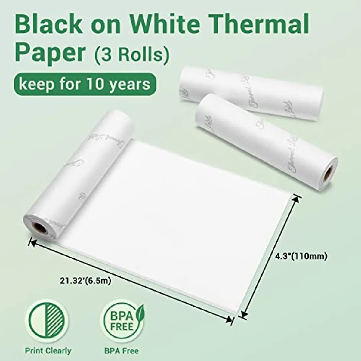 Phomemo 110mm White Non-Adhesive Thermal Paper White Thermal Paper for Phomemo M04S/M04AS Portable Thermal Printer