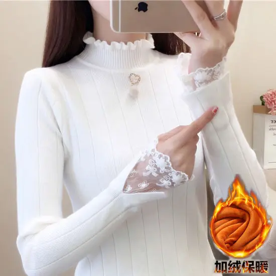 

Женский свитер с ложным воротником, базовый пуловер на осень и зиму, Теплые повседневные женские джемперы, Модная трикотажная Базовая рубаш...