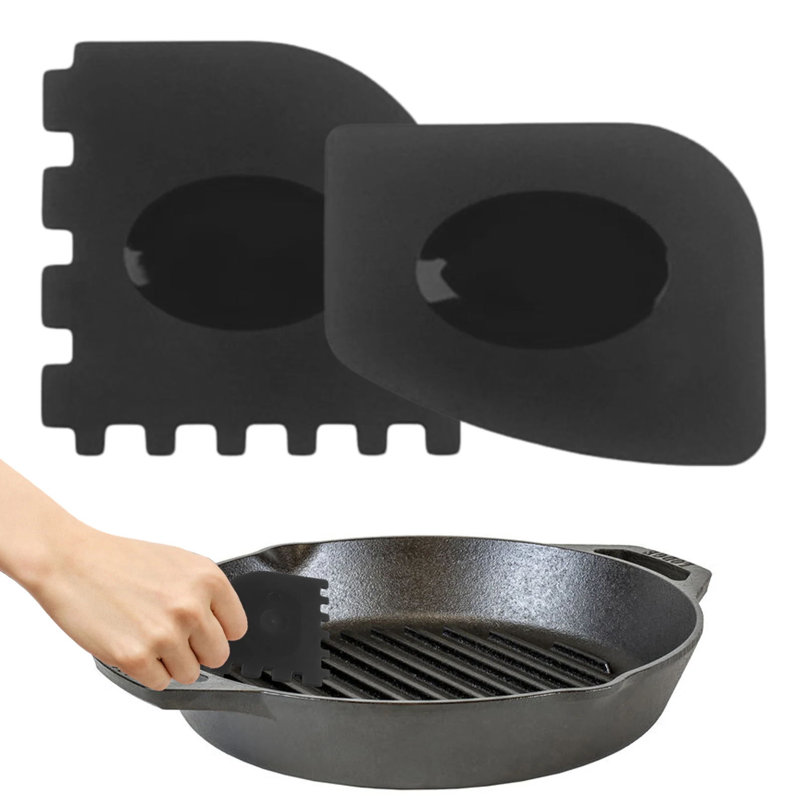 

2pcs Grill Pan Scrapers Cast Iron Skillets Frying Pan Cleaners Cookware Grill Pan Cleaner Scraper Oil Stain Cleaning Tool