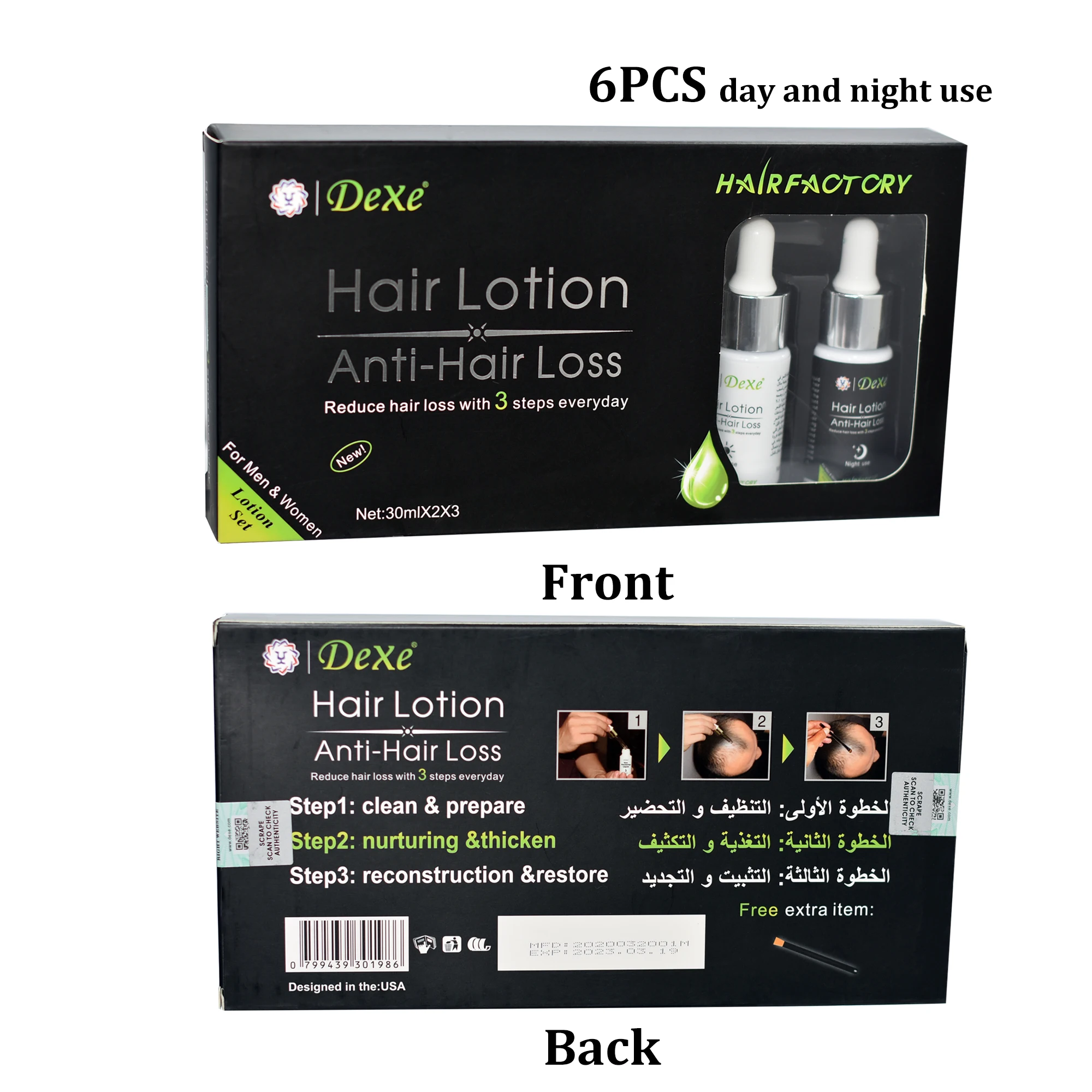 

6pcs Dexe Hair Lotion Anti-hair Loss Day & Night Use Ginger Fast Hair Growth Essence Keratin Hair Care Regrowth Treatment Serum