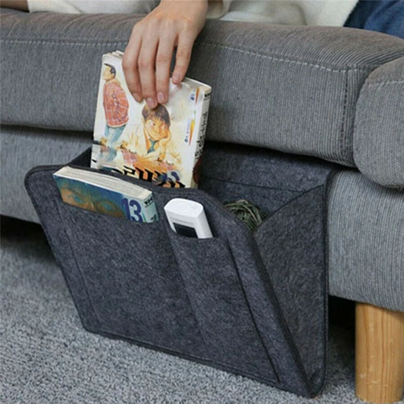 

Felt Bedside Storage Bag Organizer Bed Desk Bag Sofa TV Remote Control Hanging Caddy Couch Storage Organizer Bed Holder Pockets