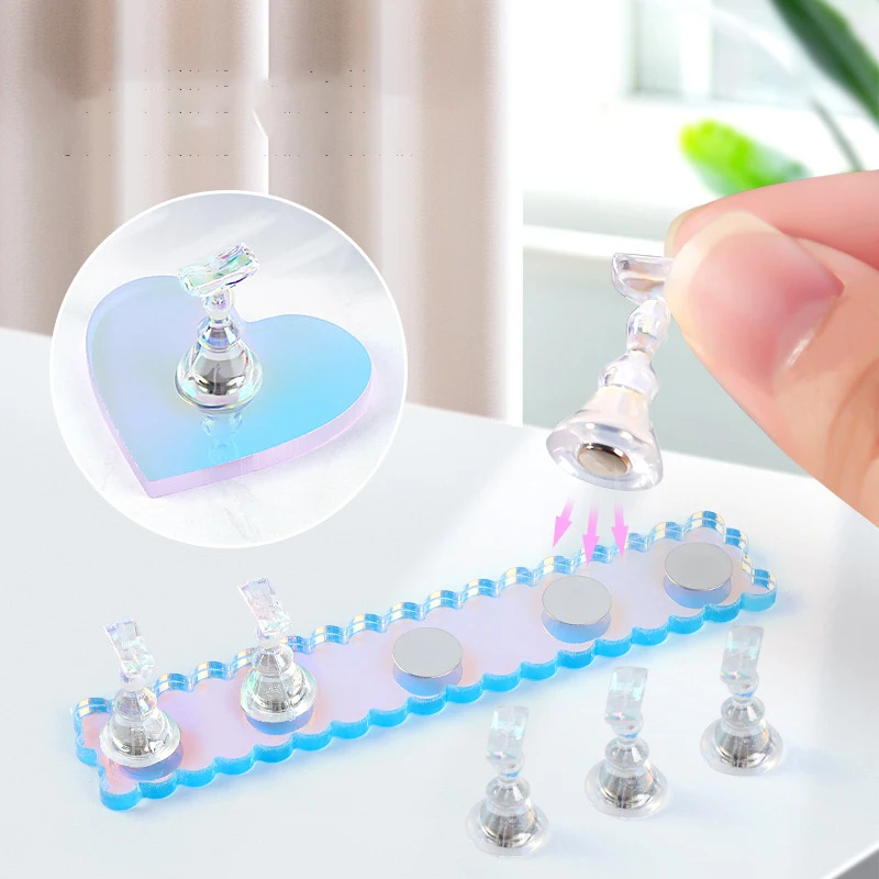 

1 Set Magnetic Nail Holder Practice Display Stand Acrylic Crystal Nail Tip Showing Shelf Nail Art Tool