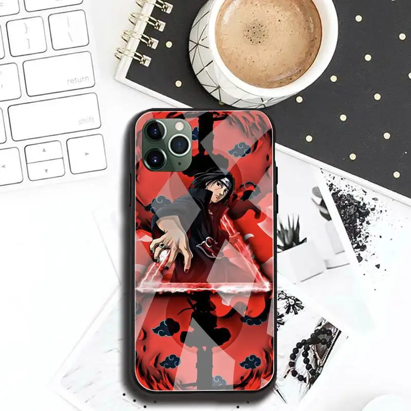 Чехол для телефона с аниме Наруто Учиха Итачи закаленное стекло iPhone 13 12 Mini 11 Pro XR XS