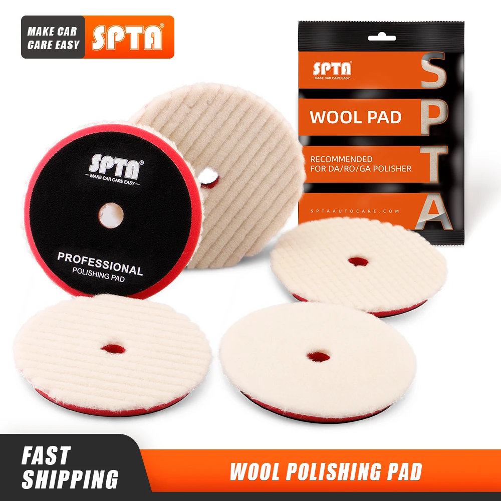 

SPTA 3Inch/5Inch/6Inch Wool Car Polishing Pads Woollen Buffer Polishing Pad Compound Cutting Pad Scratch Removing Waxing Tool