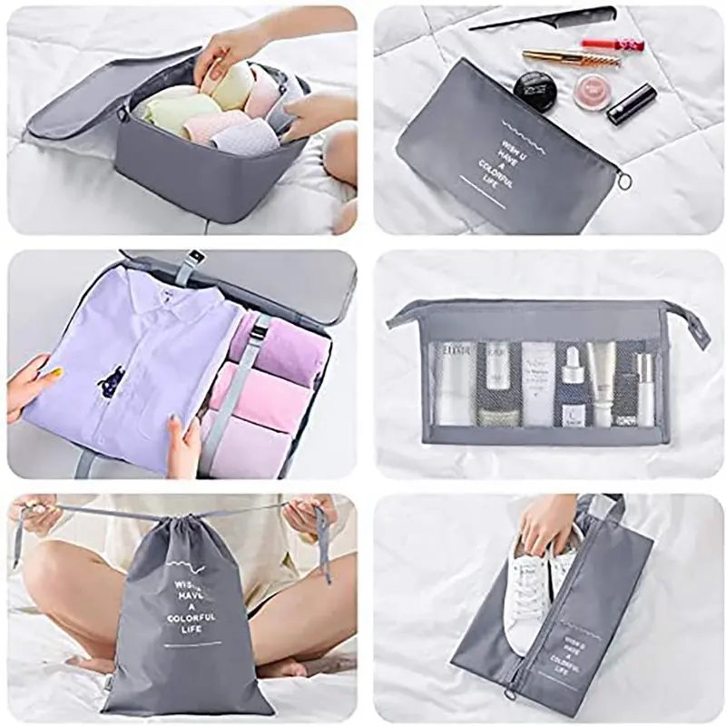 Packing Cubes - 9 PCS Travel Luggage Organizers Set Waterproof Suitcase Organizer Bags Clothes Shoes Cosmetics Toiletries Storag