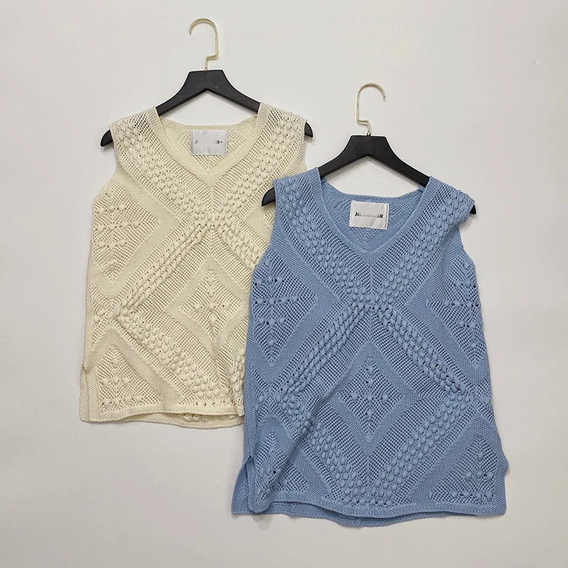 

Женский трикотажный жилет EOSJIL * der, Новый ажурный топ с V-образным вырезом, весна-лето 2023