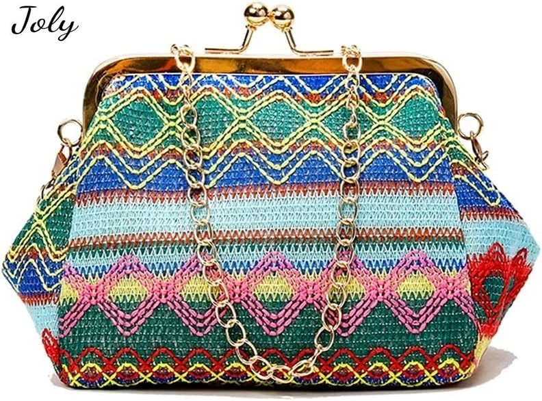 

Straw Beach Bags Fashion​ Hasp Ladies Straw Weave Handbags Summer Beach Female Rattan Small Purse One-shoulder Casual Messenger