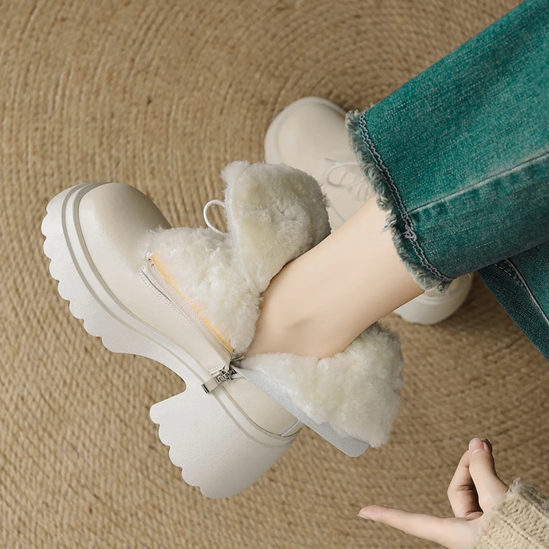 QUTAA 2023 новости женские ботильоны мотоциклетные зимние ботинки из натуральной