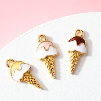 10pcslot 718mm ice cream cones enamel charms for jewelry making earring pendant bracelet necklace accessories diy materials