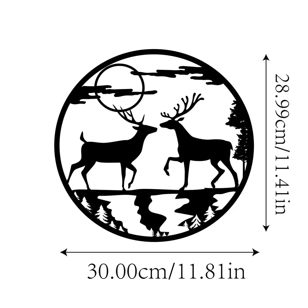 Металлический олень домашнее искусство луна гора настенное украшение гостиная