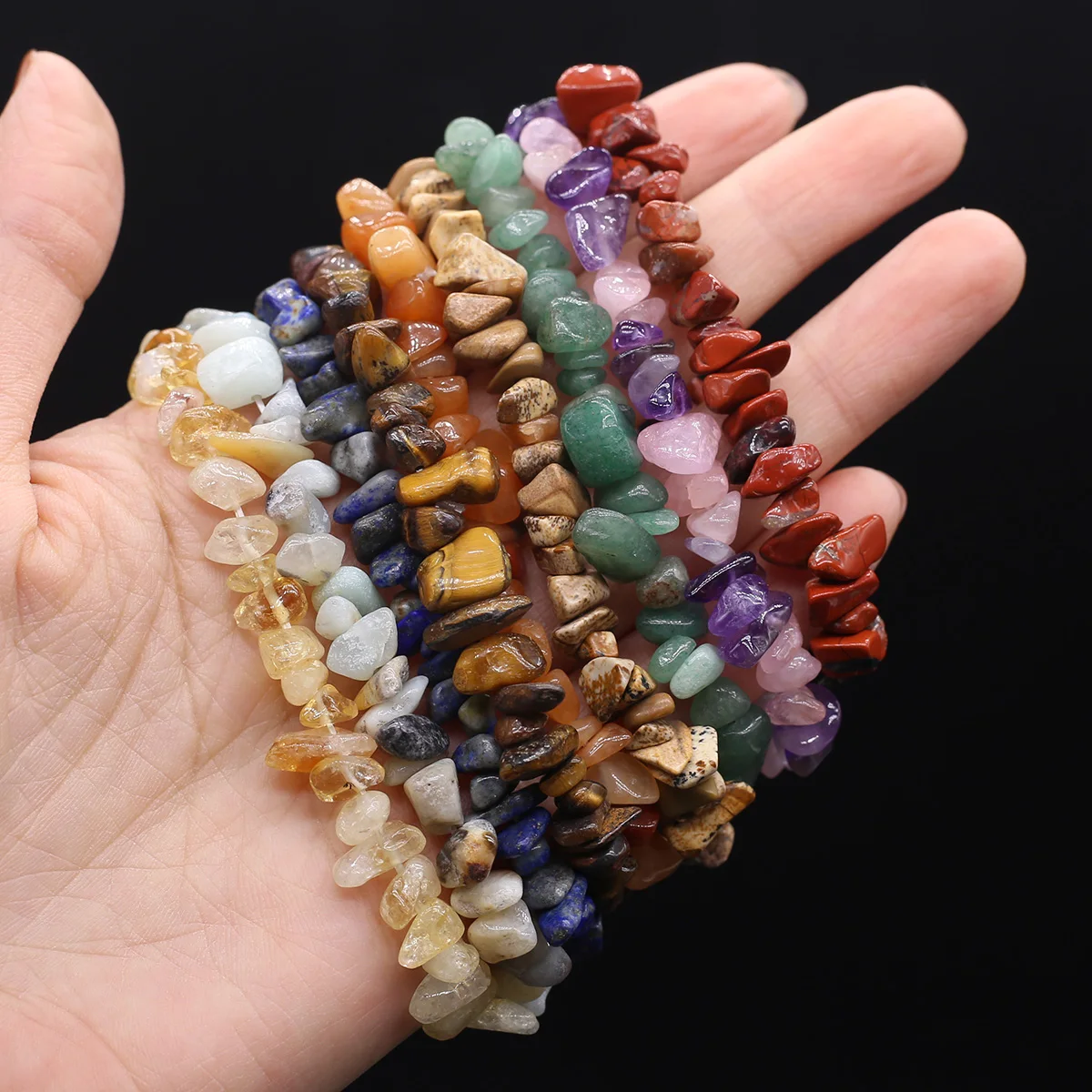 

Fine Natural Stone Chip Beads Bracelet Amethysts Agates Crystal Gravel Stretch Bracelets Bangles for Girls Reiki Heal Gifts19cm