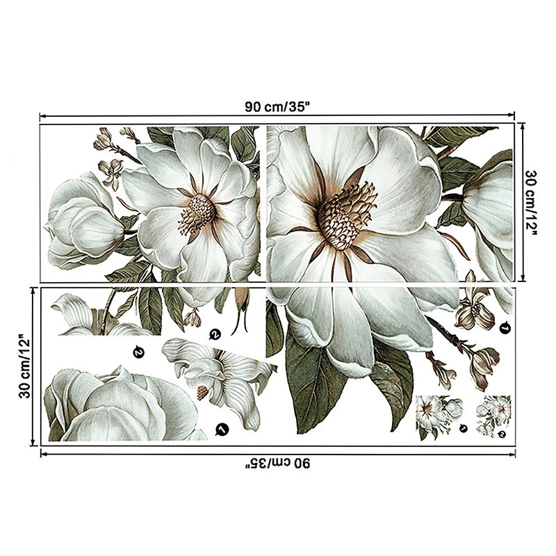 Классическая наклейка на стену с магнолией большой цветочный ретро-стиль