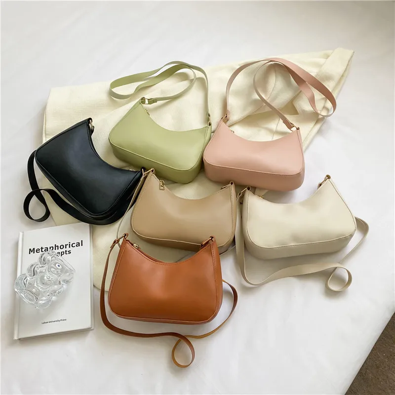 New Women's Fashion Handbags Retro Solid Color PU Leather Shoulder Underarm Bag Casual Women Handbags Designer Bag for Women