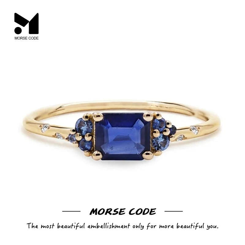 

MC 2022 New 925 Sterling Silver Blue Starry Square Zircon Ring for Women Girl's Wedding Jewelry Anillos Plata Bague Gifts Bijoux