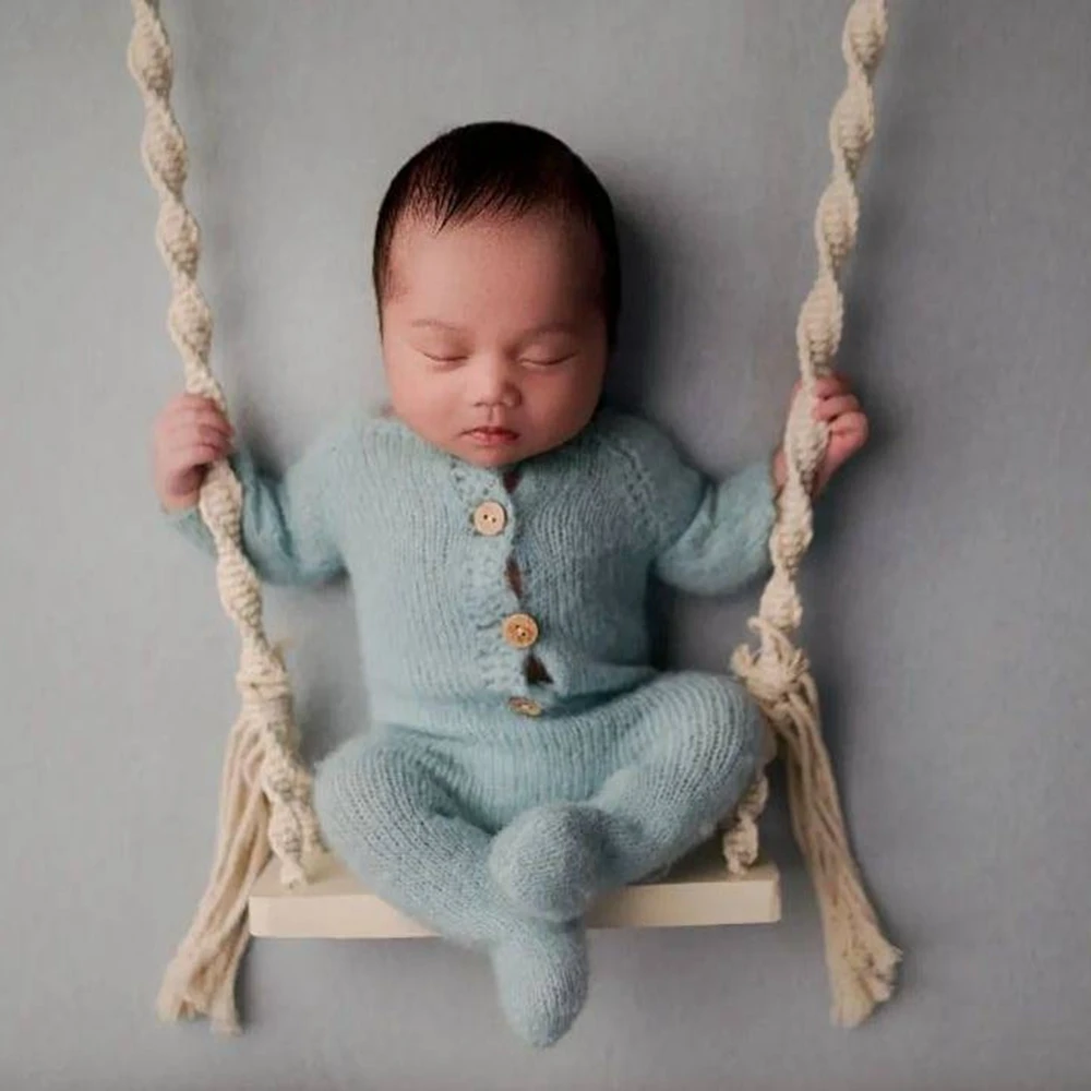 Newborn Photography Props Accessories Baby Swing Chair Wooden Rainbow Babies Furniture Fotografia Infants Photo Shooting Studio