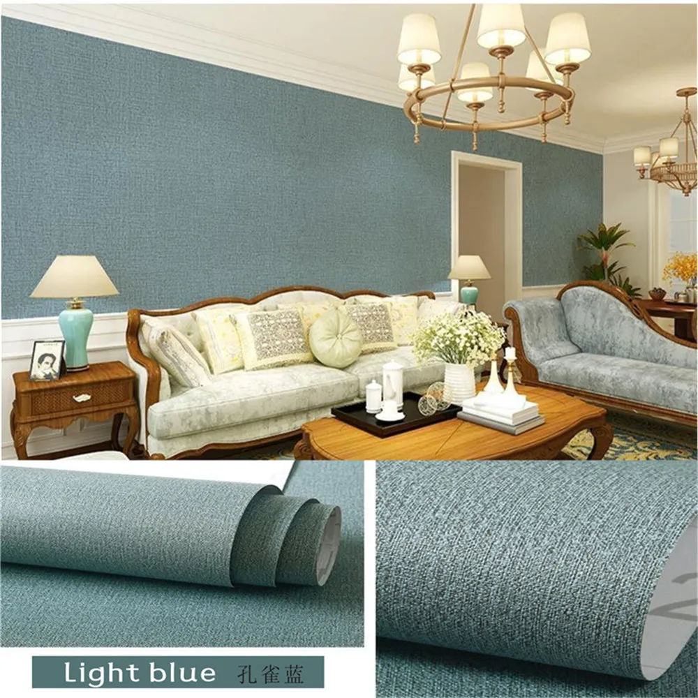 

Cloth Wallpaper PVC Self Adhesive Plain Living Room Linen Renovation Sticker TV Background Vinyl Contact Paper Home Decor