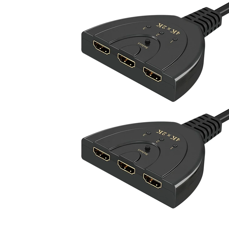 

2X HDMI переключатель 4K, 3-портовый HDMI сплиттер HDMI переключатель портов Sup 4K/Full HD1080P/3D с высокоскоростным кабелем Pigtail