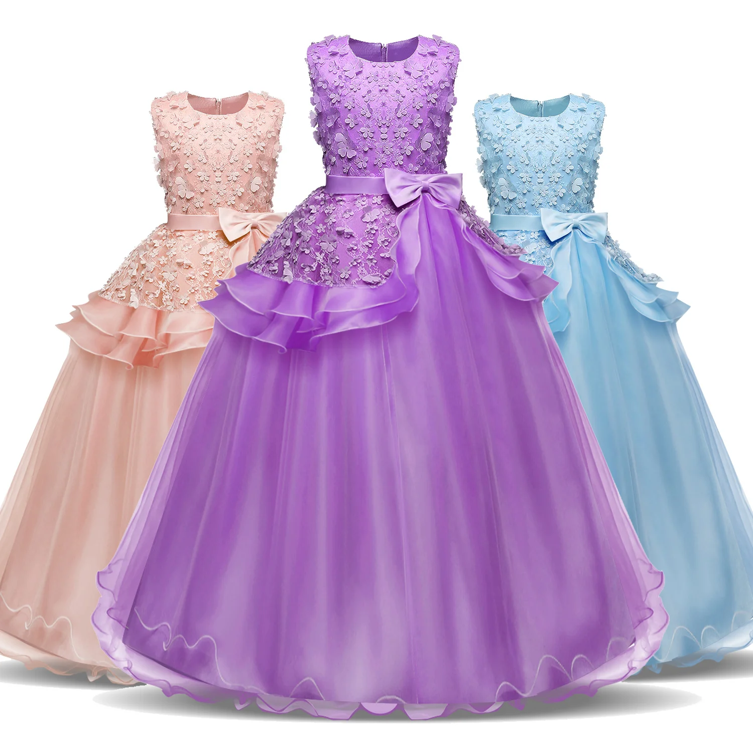 

Girls Princess Dress for Girls Clotheing Lace Wedding Party Dresses Elegant Teenagers Dress Girl Bridesmaid Children Clothing