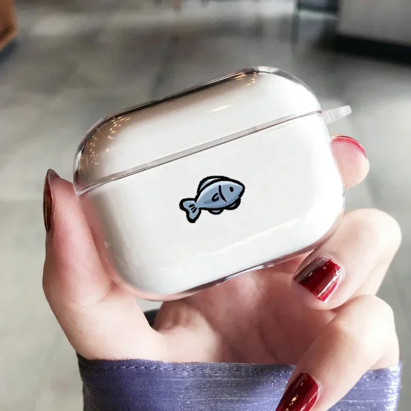 Фото Забавный чехол для наушников с изображением кота и рыбы для Apple AirPods 4th 3 Pro 2, защитный чехол для AirPod 3 2, матовая коробка Fundas Air Pod №4