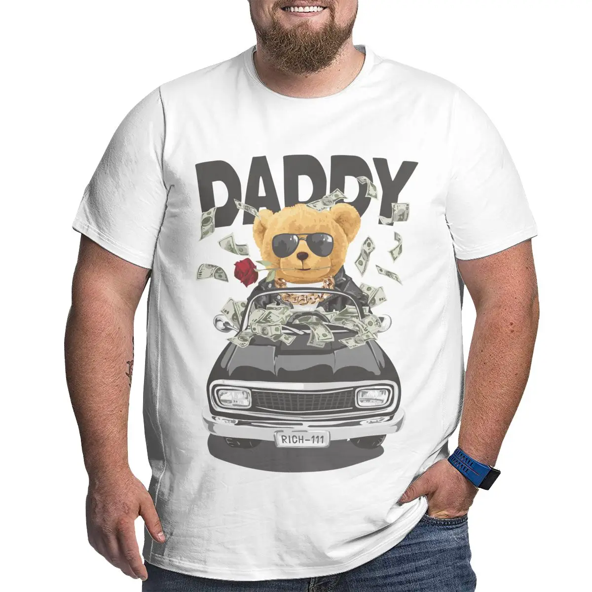 

Дизайнерские мужские футболки с надписью «Папа медведь», хлопковые футболки с коротким рукавом, большие свободные топы, футболки для больш...