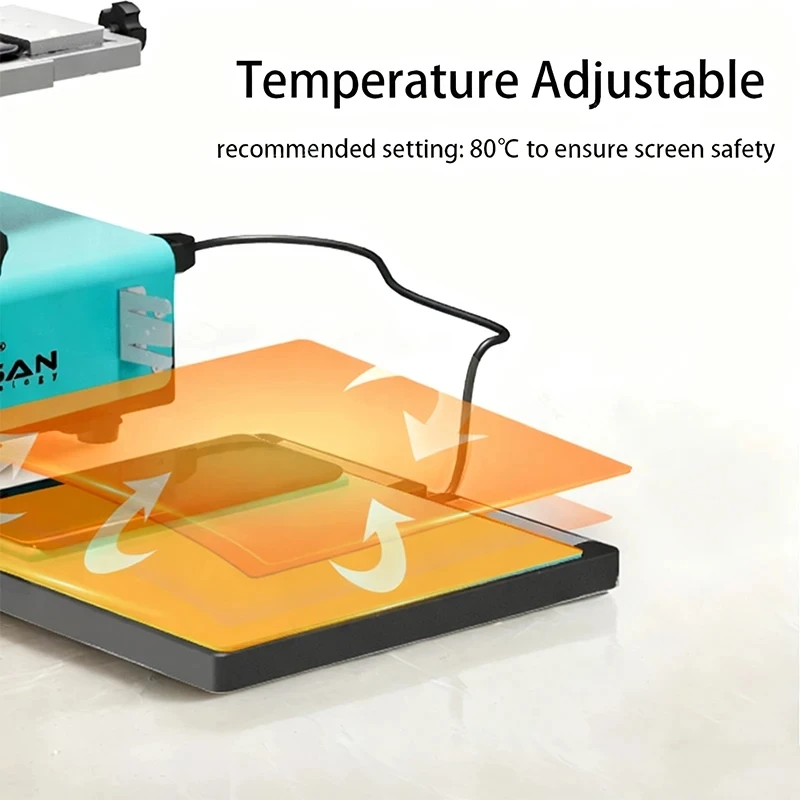 Фото Нагреватель Nasan с регулируемой температурой и ЖК-дисплеем 99 ° C Max, для удаления обогрева изогнутого/плоского сенсорного экрана телефона, с силиконовой накладкой и переключателем №3