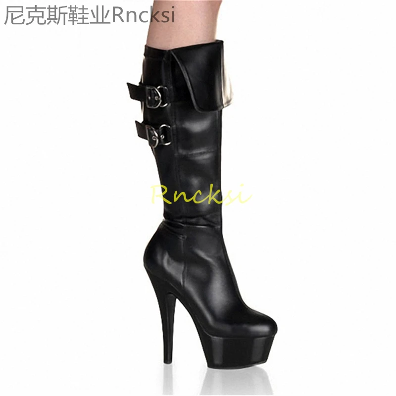 Новинка осенне-зимние ботинки на толстой подошве 15 см для танцев шесте с поднятой