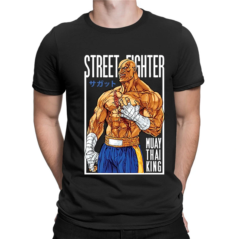 

Футболка Sagat мужская с изображением уличного истребителя, акума Capcom Gaming Hadouken, новые хлопковые тройники, модная одежда для подарка