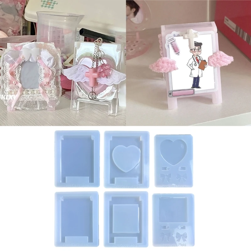 

R3MC 3PCS Resin Keychain Pendant Mold Heart Photo Frame Mold Table Ornaments Mold